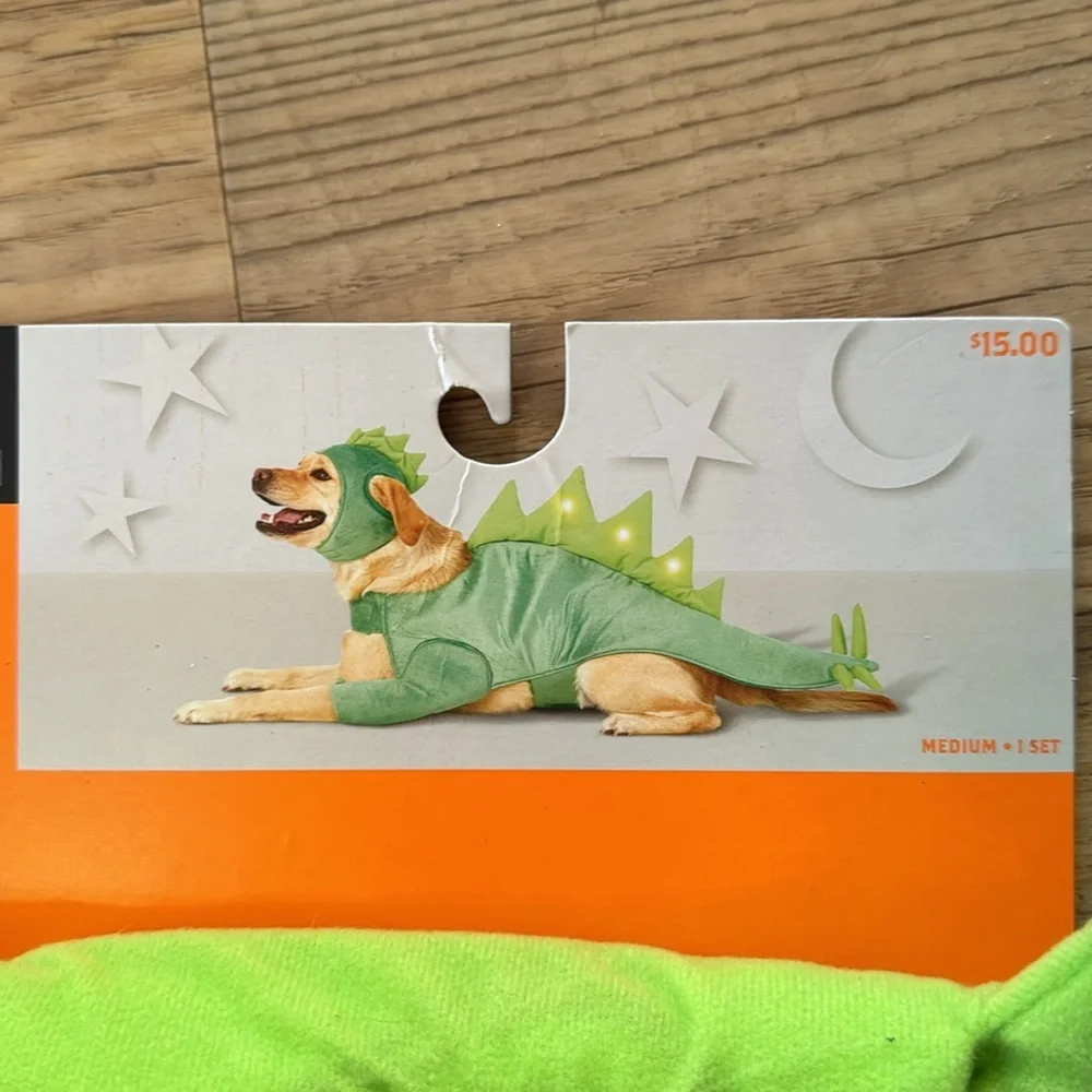 Hyde and Eek LED Light Up Stegosaurus Set for Medium Size Dog